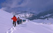 Schneeschuhgruppe mit Wandberghütte